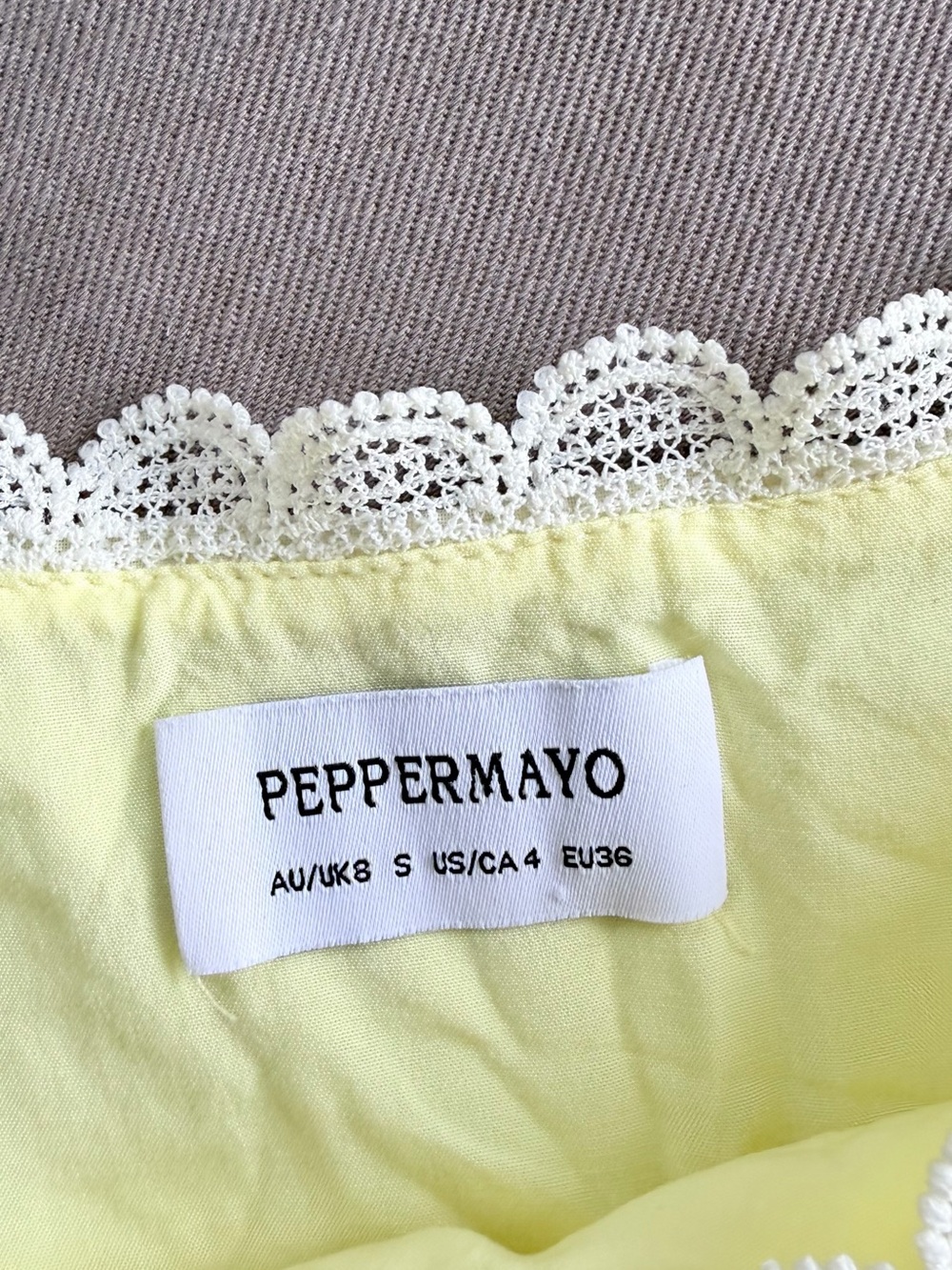 Peppermayo Pale Yellow Lace-Trim Mini Skirt - Picture 4 of 5